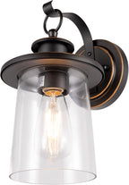 GRUENLICH Outdoor Wall Lantern, Wall Sconce as Porch Lighting Fixture, E26 Medium Base, Metal Housing Plus Clear Glass, Oil Rubbed Bronze Finish, Bulb Not Included, 1-Pack