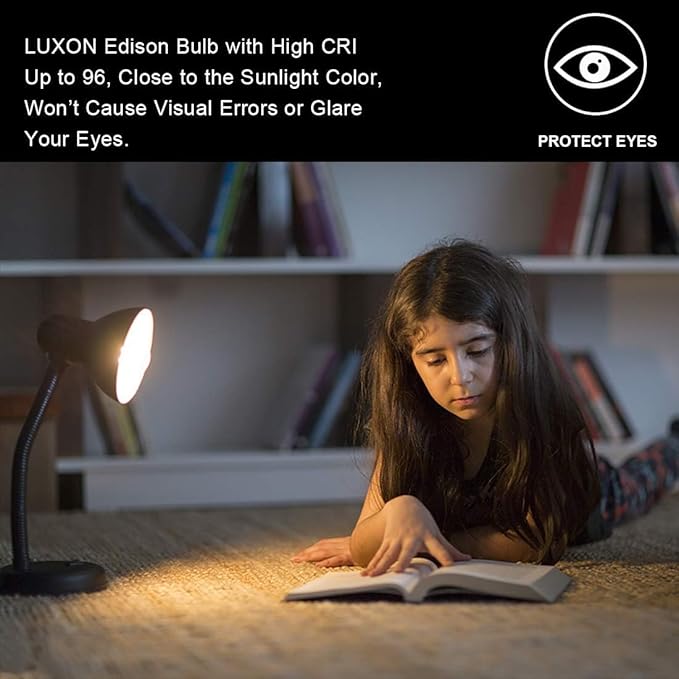 LUXON 8-Pack Edison Bulbs,Antique Vintage Style,Incandescent Light Bulb,Dimmable,Amber Warm 60W E26 Base for Wall Sconce Chandelier Retro Fixture