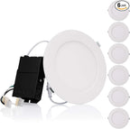 TORCHSTAR Premium Series 6 Inch Ultra-Thin LED Recessed Light with Junction Box, 13.5W Dimmable LED Canless Recessed Ceiling Lights Slim, ETL & ES Listed, CRI90, 2700K Soft White, White, Pack of 6