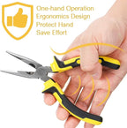 DOWELL 6 Inch Long Nose Pliers Needle Nose Pliers with Wire Cutter Nickel Chromium Steel Construction Professional Handle