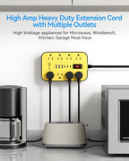 8-Outlets Heavy Duty Power Strip with 6 USB Ports(3 USB-C), Industrial Surge Protector Power Strip 15 Amps/1700 Joules, 6 Ft Multi-Plug Electric Extension Cord Wall Mount for Workshop Garage (Yellow)