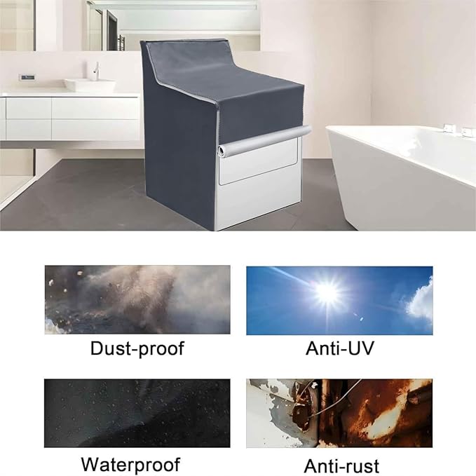 Ericlin 2Pack Washer and Dryer Covers,Top Load Washing Machine Cover Laundry Dryer Protect Cover Dustproof Waterproof Zipper Design for Easy Use Fit for Most Front-loading Machine(W29D28H43in) (Grey)