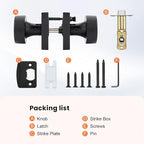 Haidms Black Interior Door Knobs, Zinc-Alloy Heavy Duty Round Matte Black Privacy Door Knobs Interior for Bedroom Modern Bathroom Door Lock Bulk(3 Pack)