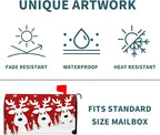 Kawani Merry Christmas Mailbox Cover - Red Deer Snowflake Magnetic Standard Size 25.5x21 Inch Winter Xmas Holiday Decorative Post Letter Box Cover for Garden Yard Decor