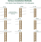Closet System, 17" Wide Organizer with 3 Hanging Rods, Wood Tower Storage for Walk-In Closets, Wall-Mounted Wardrobe Organizer, Fits Spaces 5-9 ft