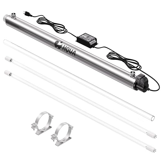 HQUA-OWS-12 120V 40W 3/4" MNPT Inlet/Outlet Whole House Ultraviolet Water Purifier Filter, + 1 Extra UV Bulb