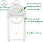 LIT-PaTH Dusk to Dawn Outdoor Wall Lantern, LED Wall Sconce, 3000K Warm White, 9.5W, 800 Lumen, Aluminum Housing Plus Glass, Outdoor Rated, 2-Pack, White