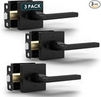 Mega Handles Prime Privacy Door Handle - 3 Pack Reversible Interior Black Door Handle, Heavy Duty Bed & Bath Door Handles with Privacy Door Lock, Fits All Standard Doors - Matte Black