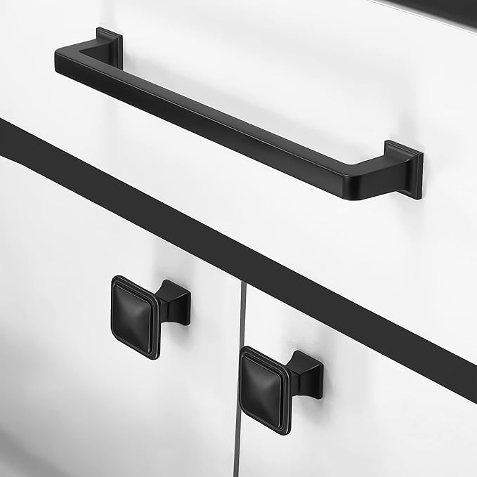 COTYKILEY 20 Pack 5 Inch(128mm) Matte Black Kitchen Cabinet Handles Black Cabinet Pulls Cabinet Door Handles Kitchen Cabinet Hardware Cupboard Drawer Pulls Dresser Handles
