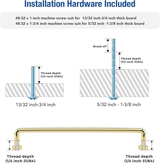JOY DECOR Cabinet Pulls – 7-1/2 Inch Hole Center, Polished Brass, 5 Pack, Zinc Alloy Cabinet Handles for Drawers & Cupboard – Vintage Style Hardware for Kitchen, Bathroom, Dresser, Furniture Makeover