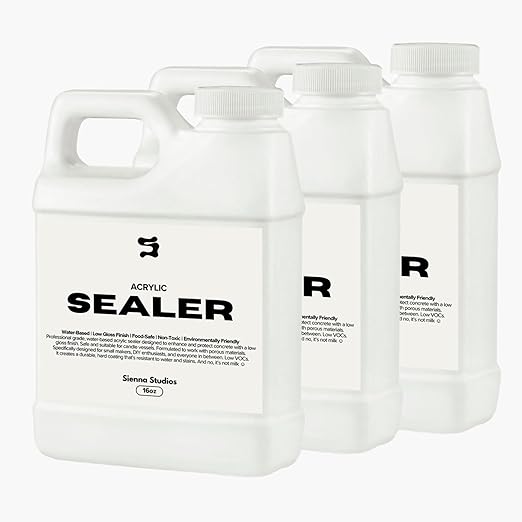 Acrylic Sealer for Concrete & Cement Crafts – Low Gloss, Non-Toxic, Water Resistant, Food Safe – Compatible with Jesmonite – 16 oz (48oz)