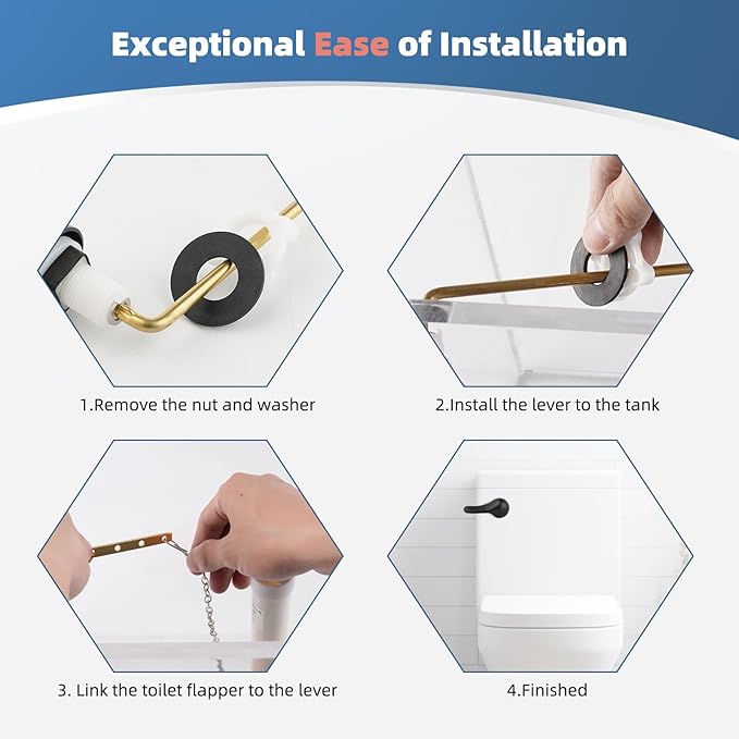 iFealClear Universal Metal Toilet Handle Replacement Kit, Front Mount Toilet Tank Flush Lever with Stainless Steel Chain, Fits Most Toilets, Oil Rubbed Bronze