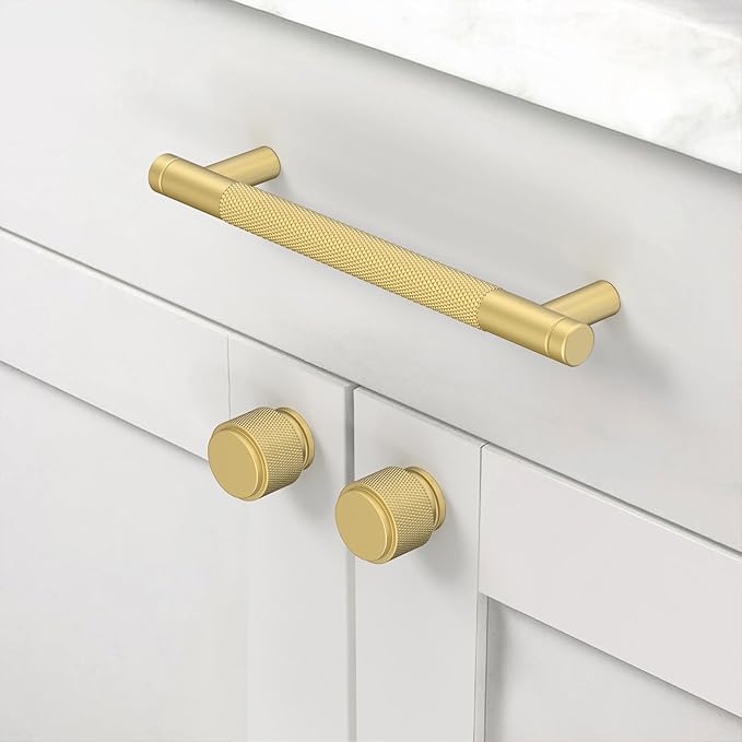 Amerdeco 10 Pack Brushed Gold Cabinet Pulls 6.3 Inch(160mm) Hole Center Drawer Pulls Cabinet Hardware Kitchen Cabinet Handles for Bathroom ZH0031