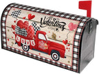 Valentines Day Mailbox Cover Magnetic Standard Size 21 x 18 Inch Love Hearts Red Truck Black White Buffalo Plaid Valentines Decoration Mailbox Cover Romantic Post Box Cover Wraps Garden Yard Decor