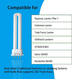 (2PACK FLS/E9W Fluorescent Bulb,Replacement for Camping Lantern Bulb,4 Pin 2G7 Base,5.5 inch Special Size,6400K