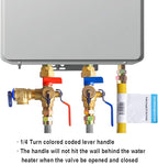 HYDRO MASTER Tankless Water Heater Service Valve Kit with Pressure Relief Valve 3/4-Inch IPS Isolator Clean Brass