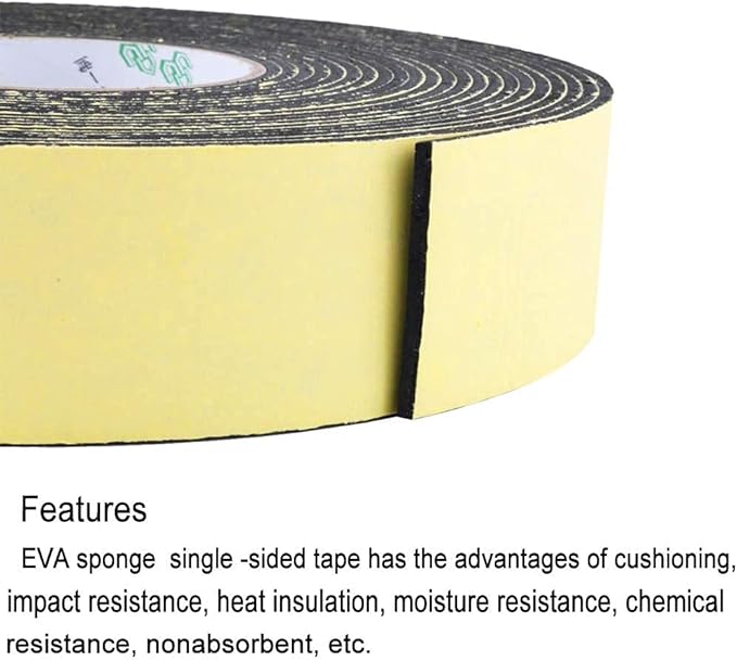 ToLanbbt High Density Foam Insulation Tape Adhesive Rubber Strip, Seal, Door Insulation Tape Weatherstrip, Waterproof, HVAC, Pipes, Foam Strips Air Conditioning, Weather Stripping (33Ft x 1/8" x 2")