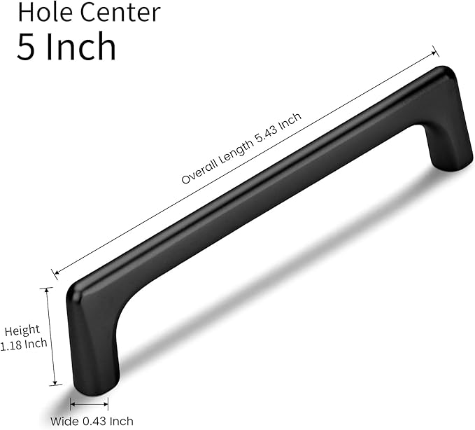 5 Pack 5 Inch(128mm) Hole Center Matte Black Modern Drawer Pulls Timeless Cabinet Pull Handle Vanity Pull Handle Classic Kitchen Cabinet Hardware, Screws Included, M-Black(5x5)