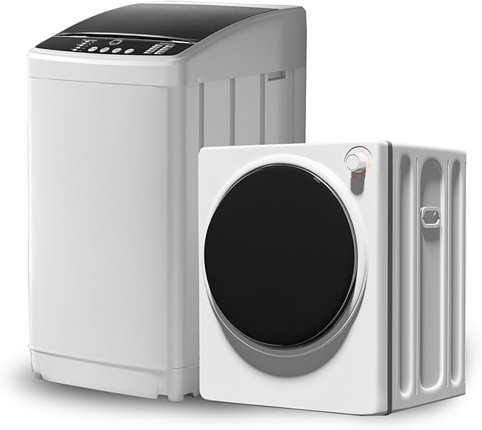 Washer and Dryer Combo Set,Full-Automatic 21LBS Washing Machine with 10 Washing Programs & 2.6 CU FT Portable Laundry Dryer with 4 Automatic Drying Mode