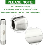 TAISHER 2PCS Stainless Steel Pipe Fittings, 1/4" NPT Male x 1/4" NPT Male Threaded, 4" Length Thickened Nipple Cast Pipe