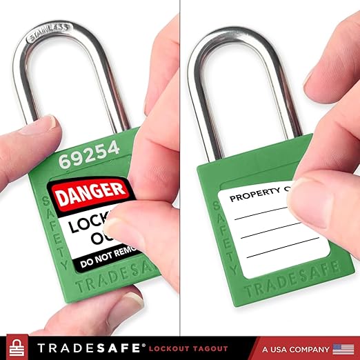 TRADESAFE Lockout Tagout Locks Set - 7 Green Loto Locks, Lockout Locks Keyed Different, 2 Keys Per Lock, OSHA Compliant Lock Out Tag Out Padlocks, Safety Padlocks for Electrical Lockout Tag Out Kits