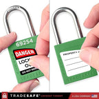 TRADESAFE Lockout Tagout Locks Set - 7 Green Loto Locks, Lockout Locks Keyed Different, 2 Keys Per Lock, OSHA Compliant Lock Out Tag Out Padlocks, Safety Padlocks for Electrical Lockout Tag Out Kits