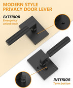 Asidrama 6 Pack Black Privacy Door Handles, Door Lever with Door Knobs Indoor for Bedroom or Bathroom, Heavy Duty Door Handles Interior with Locks for Left Right Sided Doors