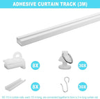 Self Adhesive Curtain Track,9.8FT Ceiling Curtain Track No Drill,Curtain Track Ceiling Mount, Curtain Track for RV,Trailer,Home