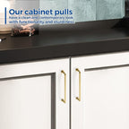 JOY DECOR Cabinet Pulls – 6-1/4 Inch Hole Center, Brushed Brass, 2 Pack, Zinc Alloy Cabinet Handles for Drawers & Cupboard – Vintage Style Hardware for Kitchen, Bathroom, Dresser, Furniture Makeover