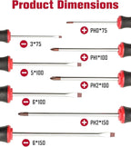 ROTATION 8-Piece Magnetic Screwdrivers Set with red tip, 4 Phillips and 4 Slotted Tips, Professional Cushion Grip Screwdriver Set with High Torque