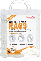 Recycled White T-Shirt Cleaning Cloths (4 lbs. Bag - Pack of 6) – Shop Rags Bulk for Oil, Stain, Grease, Paint, and Auto Cleaning, Multipurpose