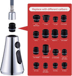 Universal Kitchen Faucet Replacement Pull Down Sprayer with 3-Spray Modes & 16 Adapters - Compatible with Moen, Kohler, and Delta and Sink Faucets (Chrome silver)