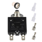 8A Manual Reset Push Button Circuit Breaker 125/250V AC 50V DC Thermal Overload Protector with Quick Connect Terminals and Waterproof Button Caps Assortment Kit(Pack of 1 pcs)