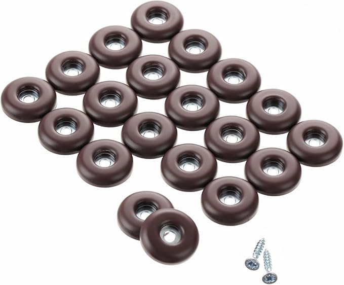 3/4" Screw on Furniture Sliders-Furnigear Heavy Duty PTFE (Teflon) Chair Leg Slides Glides Move Your Furniture Easy & Safely - Best Floor Protector(Brown-20pack)