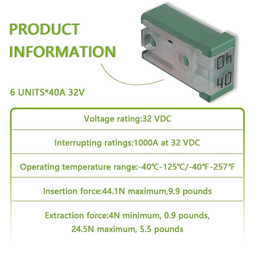 40A 32V Mini Slotted Automotive MCASE Shaped Cartridge Fuse Kit(Pack of 6pcs,40A)