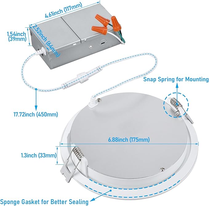 TORCHSTAR 12-Pack 6 Inch 5CCT LED Recessed Lighting, CRI 90, 2700K3000K3500K4000K5000K Selectable, Dimmable 1000lm Brightness Slim LED Downlight, ETL Listed