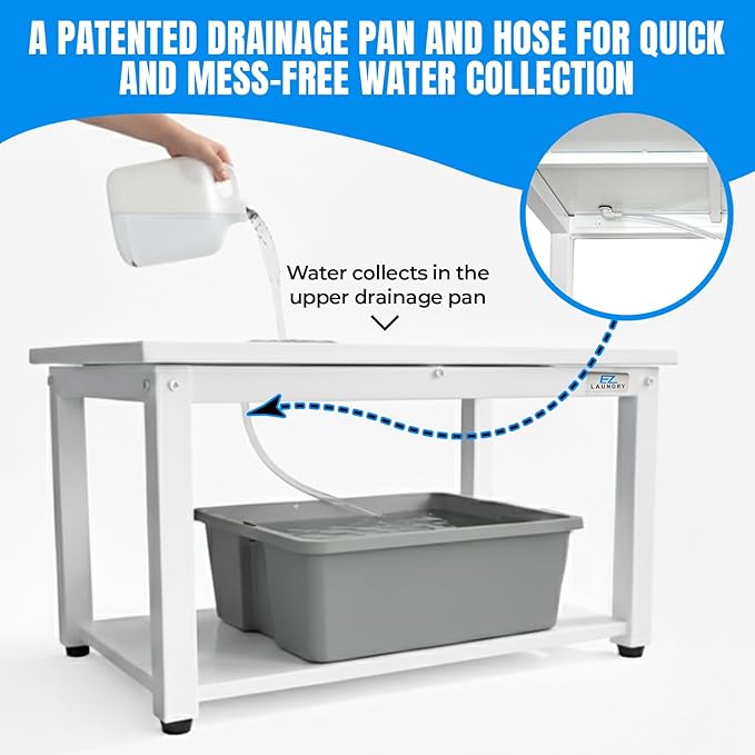 Washer and Dryer Pedestals - 24" W, 16" H, White Steel Universal Fit with Major Brands, Leak-Proof Laundry Pedestal with Drain Pan & Hose, Washer and Dryer Stand for Back Pain Relief, 800 lbs Capacity