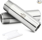 TAISHER 2PCS 304 Stainless Steel Pipe Fittings, 1/2" NPT Male Threaded, 4" Length Weld Nipple Cast Pipe
