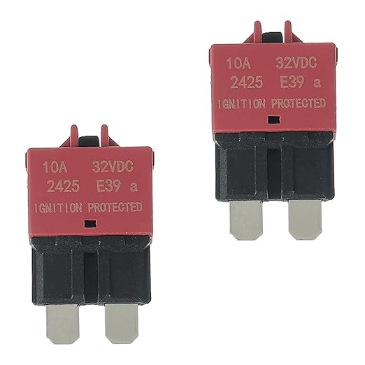 10A DC 12V-32V Manual Reset Circuit Breaker ATC/ATO Low Profile T3 Mini Blade Fuses Breakers for Car Trucks Marine Boat RV Solar and More,2 Pack