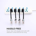 Miady Short Power Extension Cord Outlet Saver, Female Plug with Lighted End 16AWG/13A, 3 Prong (4 Pack, Black, 8 Inch)