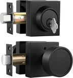 Haidms Black Door Knob with Deadbolt, Zinc-Alloy Matte Black Exterior Door Knobs, Heavy Duty Front Door Knob and Deadbolt Set(1 Pack)