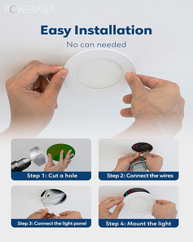 2 Pack Recessed Lighting 7 Inch with Junction Box, 5CCT 7 Inch LED Recessed Lights Dimmable 2700K/3000K/4000K/5000K/6000K, 16W 1300lm Ultra Thin Recessed Lighting - ETL and Energy Star Certified