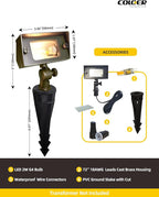 COLOER Brass Small Rectangular Flood Lights Outdoor 6 Pack with 2W 2700K Warm White LED G4 Bulb, 12V Low Voltage Landscape Outside Lights for House Illuminating Signs, Walls and Tree