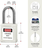 Lockout Tagout Locks 6-Pack｜OSHA White Loto Locks Keyed Different｜2 Keys/Lock for Industrial Machinery & Electrical Panels｜Chrome Steel & Laser Coding