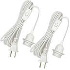 Plug in Pendant Light Kit White- UL 20Ft Light Bulb Socket E26 E27 with Lantern Cord, On/Off Switch, Electrical Wire Lamp Cable for Hanging Ceiling Fixture, 2 Pack