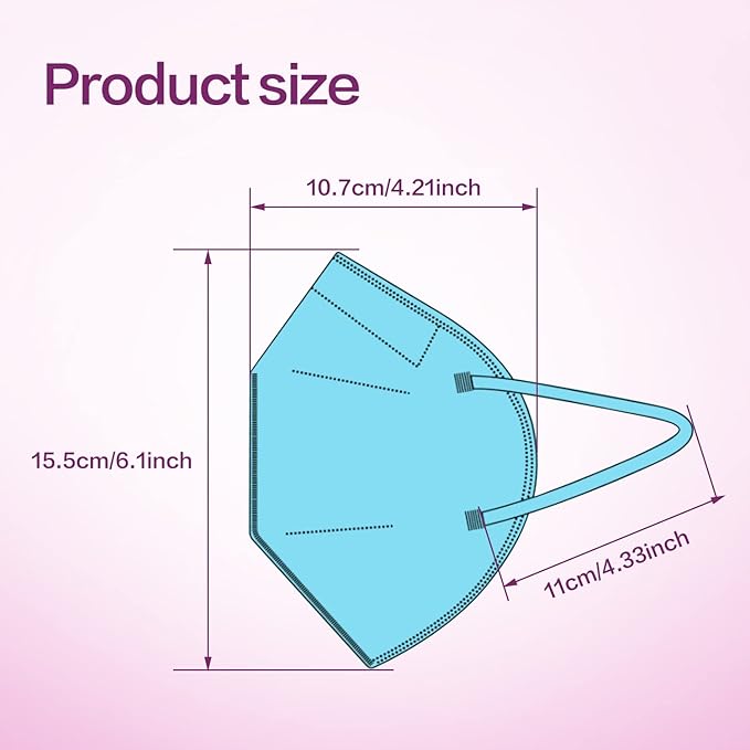 Miuphro KN95 Face Mask 50 Pack, Disposable Respirator Masks, 5 Layer Design Safety Mask for Protection, Ideal for Men and Women (Blue)