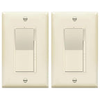 TOPGREENER Kalide Dimmer Light Switch, LED Dimmer Switch, Full Range Dimming, Single Pole/3-Way, 120VAC, 60Hz, 300W LED/CFL, Neutral Wire Not Required, Wall Plate Included, Light Almond, 2 Pack