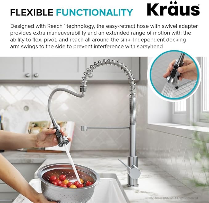 KRAUS Britt 2-in-1 Commercial Style Pull-Down Single Handle Water Filter Kitchen Faucet for Reverse Osmosis or Water Filtration System in Chrome, KFF-1691CH