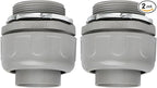 Conduit Connectors, 1-1/2 Inch Liquid Tight Connector NPT Non-Metallic for PVC Electrical Flexible Conduit Fittings, 180 Degree Straight, UL Listed for Home Outdoor Tubes Tools, Grey (2-Pack)