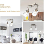 2-Light Wall Sconce Spotlight with Seeded Glass Shade, Modern Brushed Nickel Ceiling Track Lighting for Hallway Bathroom